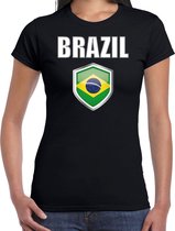 Brazilie landen t-shirt zwart dames - Braziliaanse landen shirt / kleding - EK / WK / Olympische spelen Brasil outfit M