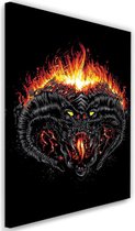 Schilderij ,  Demon Of Morgoth , 2 maten , zwart oranje rood ,  wanddecoratie ,  Premium Print