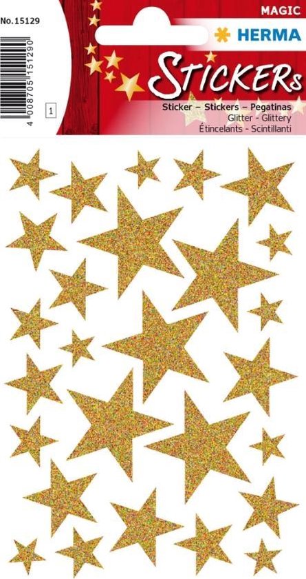 HERMA 15129 Stickers Magic Kerst Ster goud glitter