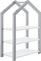 Kinder boekenkast boekenrek 85x60x30 cm grijs en wit