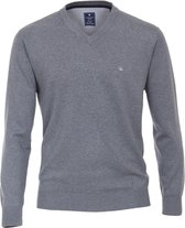 Redmond heren trui katoen - V-hals - grijs/blauw melange -  Maat: 3XL