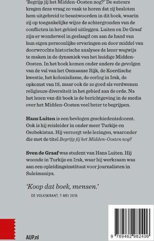 Achterkant boek met tekst over de inhoud en auteurs, Hans Luiten en Sven de Graaf. Ook een barcode en uitgever AUP.