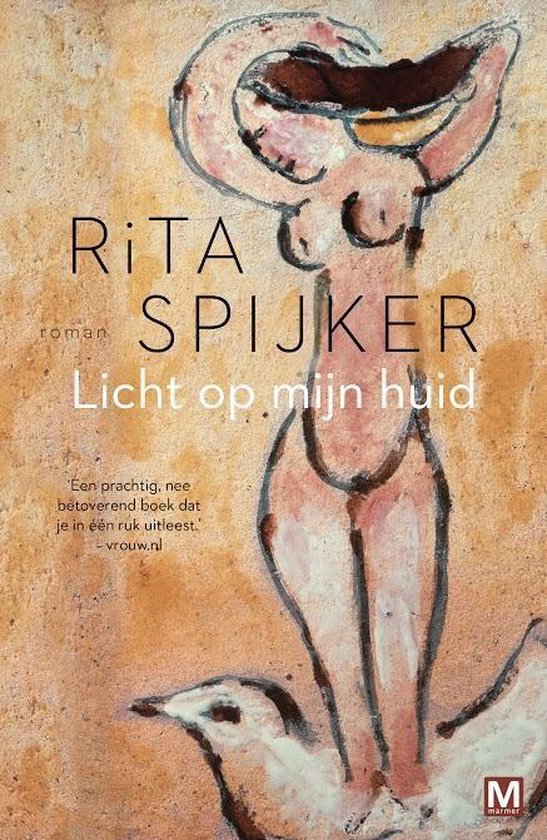 Boek kaft met schildering van vrouw in roze tinten. Titel: Licht op mijn huid.