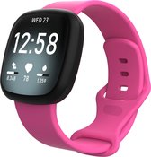 Versa 3 / Sense sport band - rose roze - Geschikt voor Fitbit - SM - Horlogeband Armband Polsband