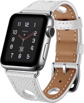 Leren hermes band - wit - Geschikt voor Apple Watch