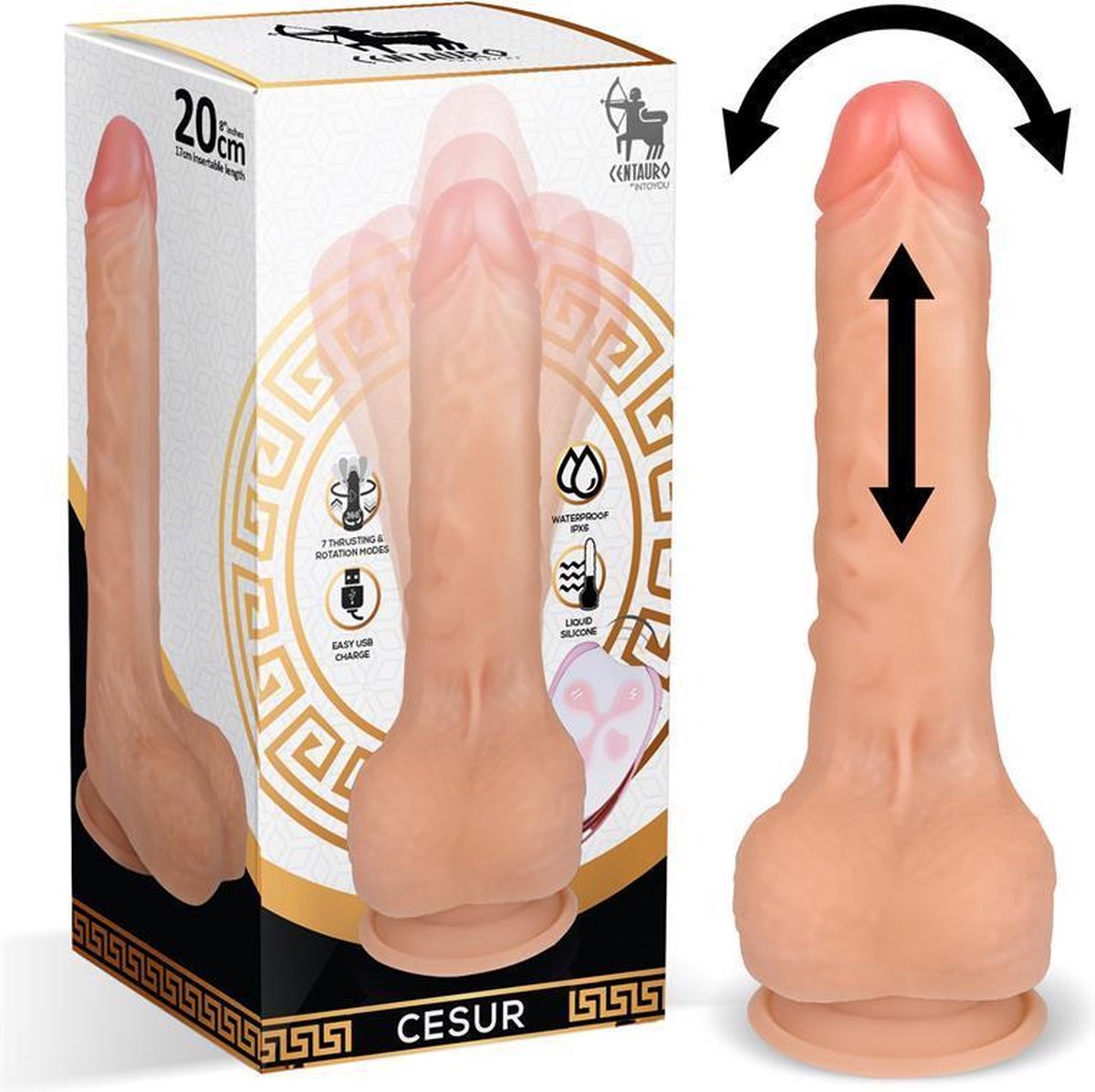 Cesur 3.0 Realistic Dildo Vibrating, Wavy, 360º and Up-and-Down Movement Remote Control USB