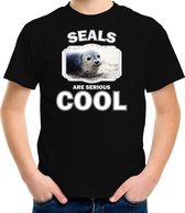 Dieren grijze zeehond t-shirt zwart kinderen - seals are serious cool shirt - cadeau shirt grijze zeehond/ zeehonden liefhebber S (122-128)