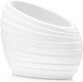 Badkamer beker wit abstract polyresin 12,5 cm - Badkamer/toilet accessoires/benodigdheden