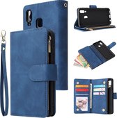 Luxe Telefoonhoesje voor Samsung Galaxy A40 | Hoogwaardig Leren Bookcase | Lederen Wallet Case | Luxe Uitstraling | Pasjeshouder 6 stuks | Portemonnee | Rits | Blauw