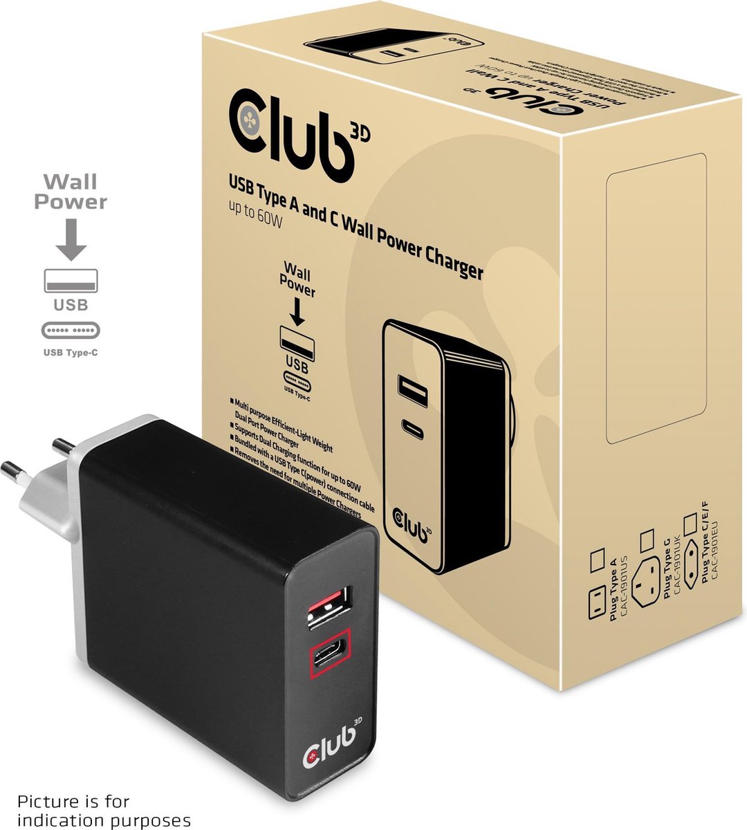 club3D CAC-1902 CAC-1902EU USB-oplader