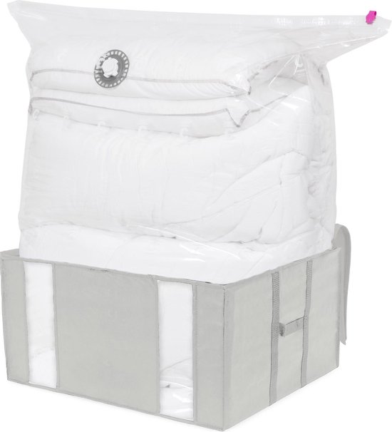 Compactor vacuüm opbergtas Marinière 42 x 40 x 25 cm blauw/wit M