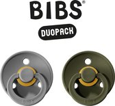BIBS Fopspeen - Maat 2 (6-18 maanden) DUOPACK - Smoke & Hunter Green - BIBS tutjes - BIBS sucettes
