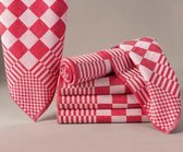 Blokdoeken pompdoeken theedoeken rood / wit |set van 6 stuks | 65x65cm