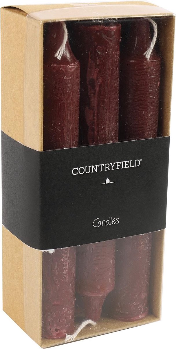 Set van 6 kaarsen Countryfield 14cm | Aubergine