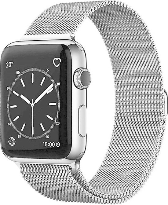 Band geschikt voor Apple Watch SE - Milanese band - zilver - Maat: 42mm \u0026  44mm | bol.com