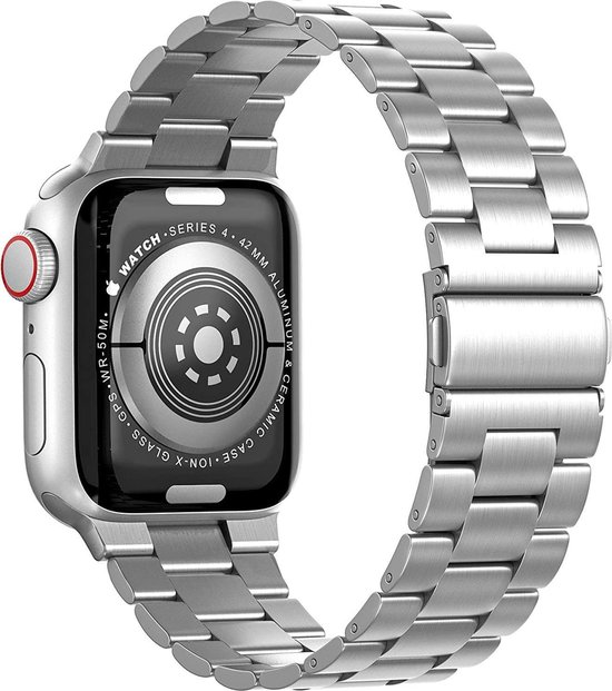 Strap-it Band geschikt voor Apple Watch SE - stalen band - zilver - Maat:  42mm \u0026 44mm | bol.com