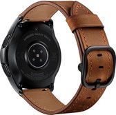 Universeel Smartwatch 22MM Bandje - Leer - met Modieuze Gespsluiting - Bruin