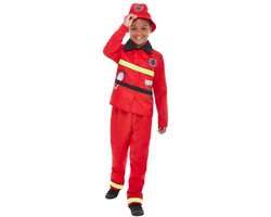 Smiffys - Toddler Fire Fighter Kinder Kostuum - Kids tm 9 jaar - Rood