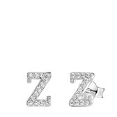 Lucardi - Zilveren oorbellen alfabet met zirkonia