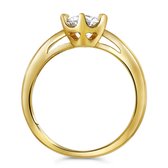 Lucardi Dames Goldplated ring solitair zirkonia - Ring - Cadeau - Goudkleurig
