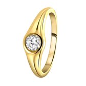 Lucardi Dames Ring goldplated met zirkonia - Ring - Cadeau - Echt Zilver - Goudkleurig