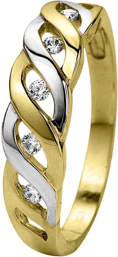 Lucardi Dames 14 karaat bicolor ring met zirkonia - Ring - Cadeau - 14  Karaat Goud -... | bol