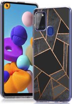 iMoshion Hoesje Siliconen Geschikt voor Samsung Galaxy A21s - iMoshion Design hoesje - Zwart / Meerkleurig / Goud / Black Graphic