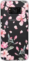 Hoesje Geschikt voor Samsung Galaxy S8 Hoesje Siliconen - Design Backcover siliconen - Meerkleurig / Blossom Watercolor Pink