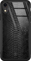 iPhone XR hoesje glass - Black snake | Apple iPhone XR  case | Hardcase backcover zwart