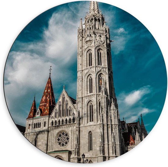 Dibond Wandcirkel - Grote Kathedraal - 60x60cm Foto op Aluminium Wandcirkel (met ophangsysteem)