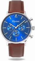 Elysian - Horloges voor Mannen - Zilver Klassiek Leer - Waterdicht - Krasvrij Saffier - 43mm
