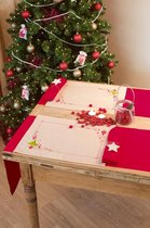 Placemet set Kerstboom en hartjes borduren (set van 2 stuks)