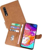 Hoesje Geschikt voor Samsung Galaxy A70 - Kaarthouder Book Case Telefoonhoesje - Bruin