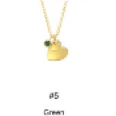 Twice As Nice Halsketting in goudkleurig edelstaal, hart, groen kristal  36 cm+4 cm
