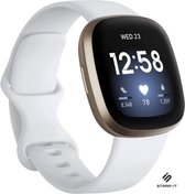Strap-it Siliconen smartwatch bandje - geschikt voor Fitbit Sense / Sense 2 / Versa 3 / Versa 4 - wit - Maat: Maat S
