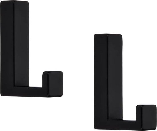 6x Patères / patères de Luxe noir moderne avec crochet simple - métal de haute qualité - 4 x 6,1 cm - patères / patères en métal