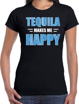 Tequila makes me happy / Tequila maakt me gelukkig drank t-shirt zwart voor dames - tequila drink shirt - themafeest / outfit M