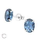 Boucles d'oreilles | Boucles d'oreilles | Clous d'oreilles en argent avec cristal Swarovski , deux couleurs de bleu