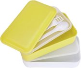 Lunchbox 2pcs W. Strap Grey 2ass 2x600mlblue-green 18.5x10.9xh10.9cm W. Cutlery