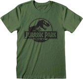 Jurassic Park Heren Tshirt -XL- Mono Logo Groen