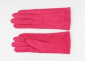 Dames handschoenen-  Fuchsia Roze- gebreide look bovenkant -suède lookonderkant - binnen gevoerd- niet voor extreme kou .
