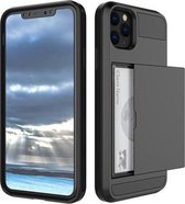 Hoesje voor iPhone 12 Pro Max (6.7) - Hard case hoesje met ruimte voor pasjes - Zwart - Pasjeshouder telefoonhoesje -