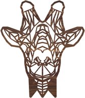Geometrische Dieren Giraffe - Noten hout - S (25x29 cm) - Cadeau - Kinderen - Geschenk - Woon decoratie - Woonkamer - Slaapkamer - Geometrische wanddecoratie - WoodWideCities