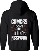 Gamers don't die vest Heren / Dames Oranje – Gamer vest met capuchon – Perfect Sweatvest Cadeau – Hoodie met rits