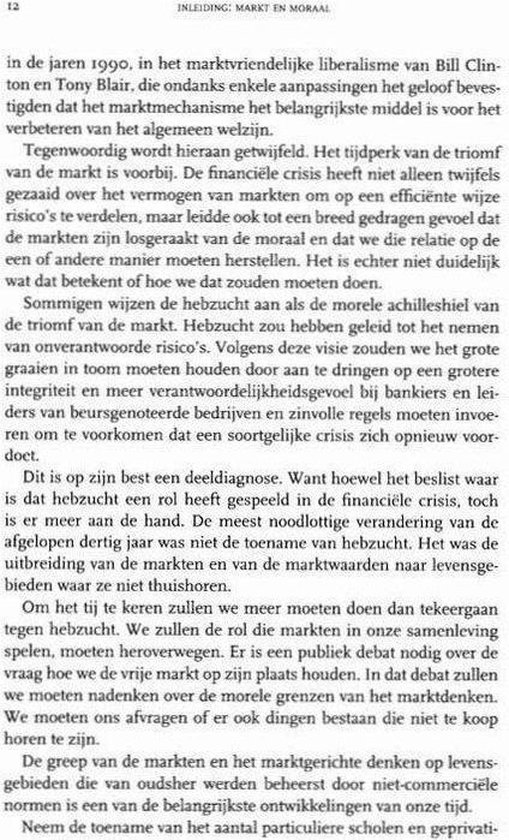 Pagina met tekst over de markt en moraal