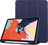 Case2go - Tablethoes geschikt voor Apple iPad Air 11 (2024) / iPad Air 10.9 (2022) - Tri-Fold Book Case - Apple Pencil Houder - Donker Blauw