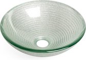 Saniclass Mela waskom 30x10,5cm rond gehard glas wit grijs