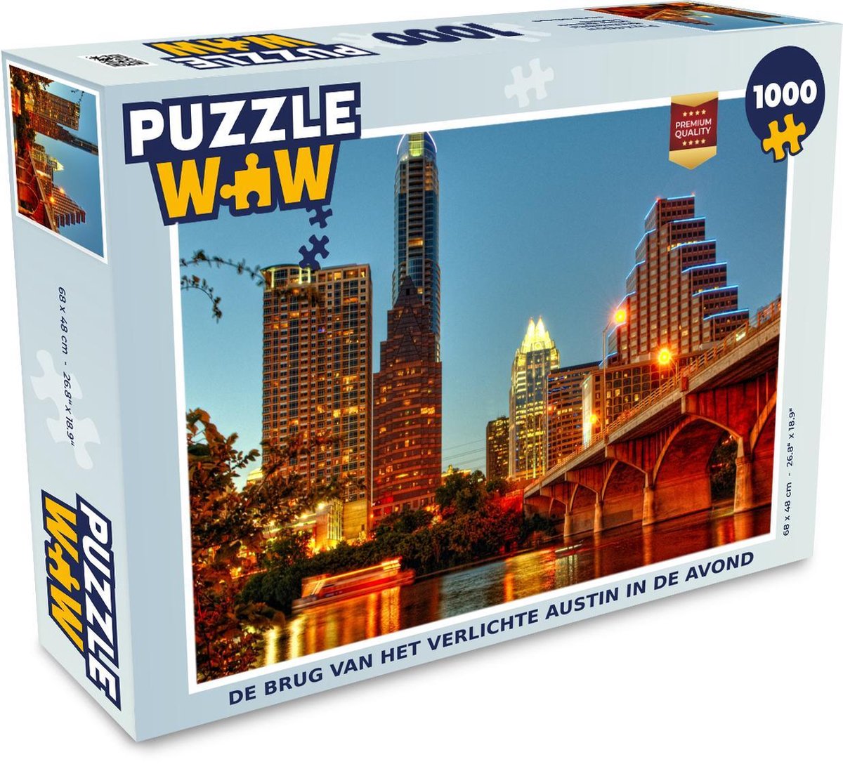 Afbeelding van product Puzzel 1000 stukjes volwassenen Austin 1000 stukjes - De brug van het verlichte Austin in de avond - PuzzleWow heeft +100000 puzzels