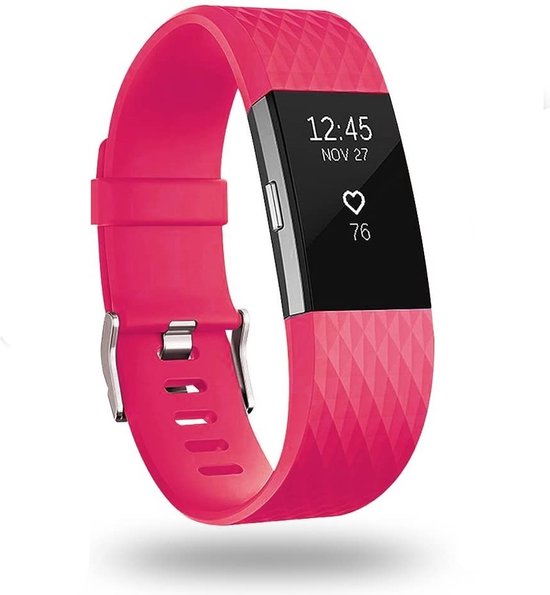 Fitbit en silicone diamant Fitbit Charge 2 - rose vif - Dimensions: Taille S
