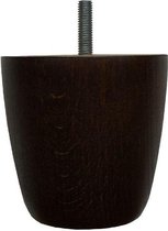 Ronde donkerbruine houten meubelpoot 8 cm (M8)